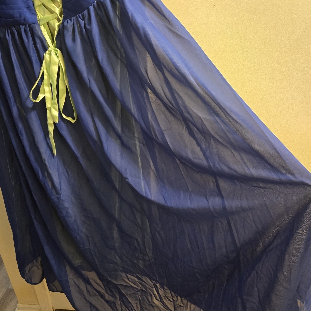 Grace Karin Floor Length Fairy   Evening /Fomal Sheer Gown Prom  Size 20 Blue - Picture 13 of 15